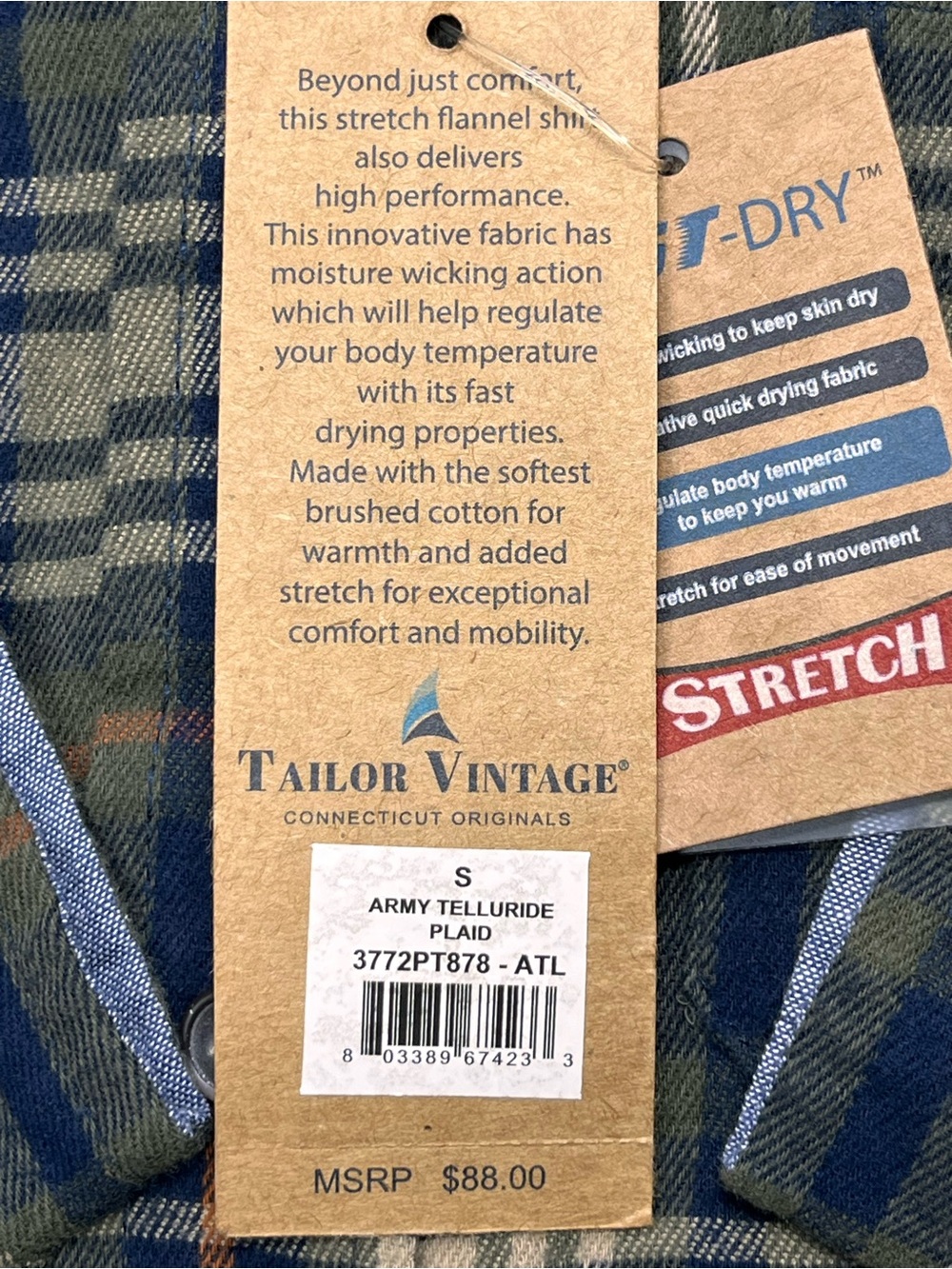 Tailor Vintage Men’s Army Telluride Plaid Stretch Flannel Shirt. Size Small. - Picture 10 of 10